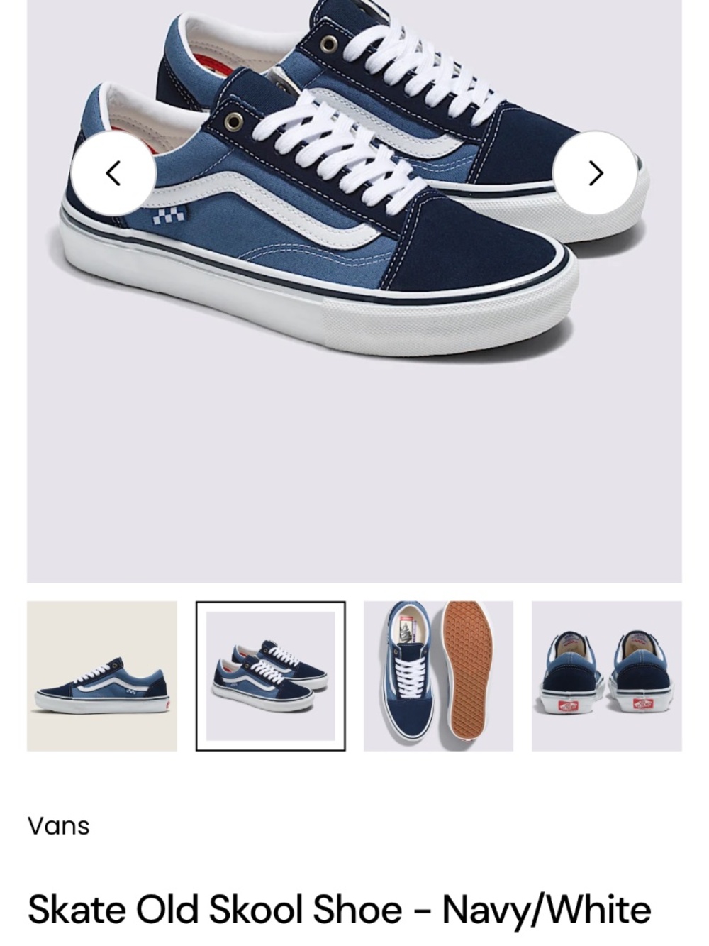 Vans Skate Old Skool Shoes - Size Men's 8 U.S. - Navy/ White